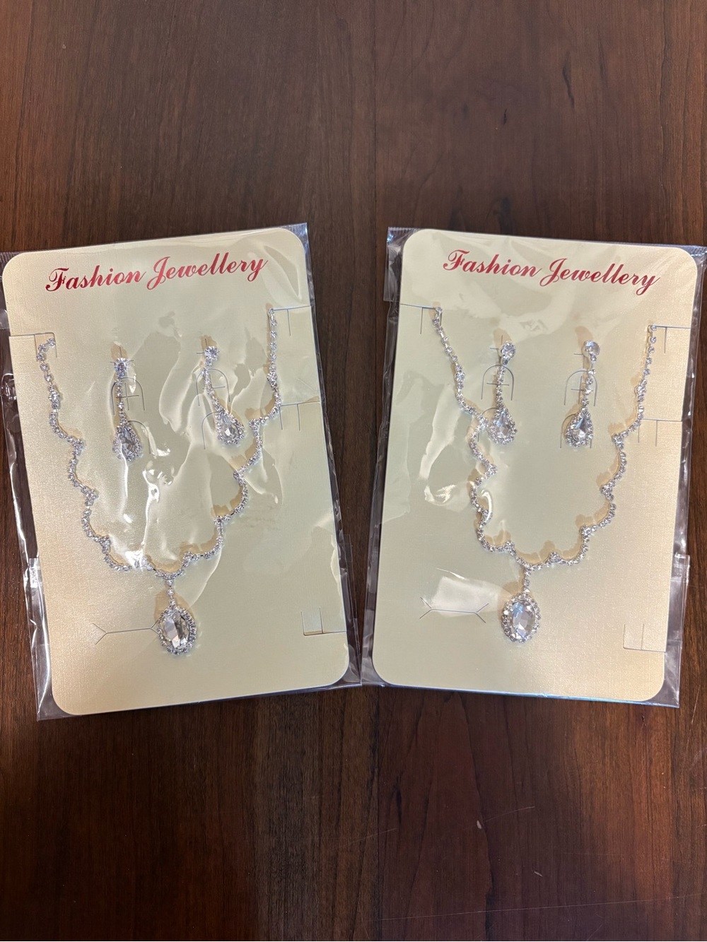 Set of 2 Identical Diamond Necklace and Earring Sets